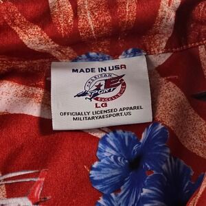 American AE Sport US Coast Guard Hawaiian Shirt Mens LG Red Tropical MilitaryUSA